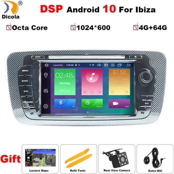 

7" DSP Car Multimedia Player 2 Din Android 10 IPS Auto Radio GPS DVD Sat Nav Stereo Navigation For Seat Ibiza DAB+ WIFI TPMS