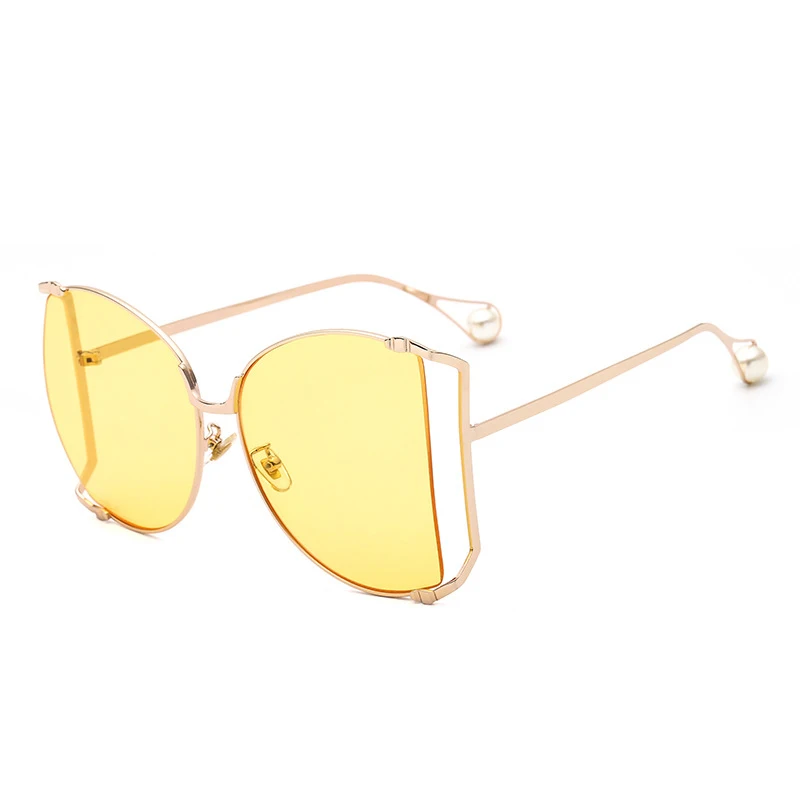7 sunglasses Негабаритное солнцезащитное стекло es для женщин, брендовый дизайн, Бабочка, квадратная большая рама, солнцезащитное стекло, жемчужное украшение, кошачьи глазки, очки UV400 - Цвет линз: 7 sunglasses