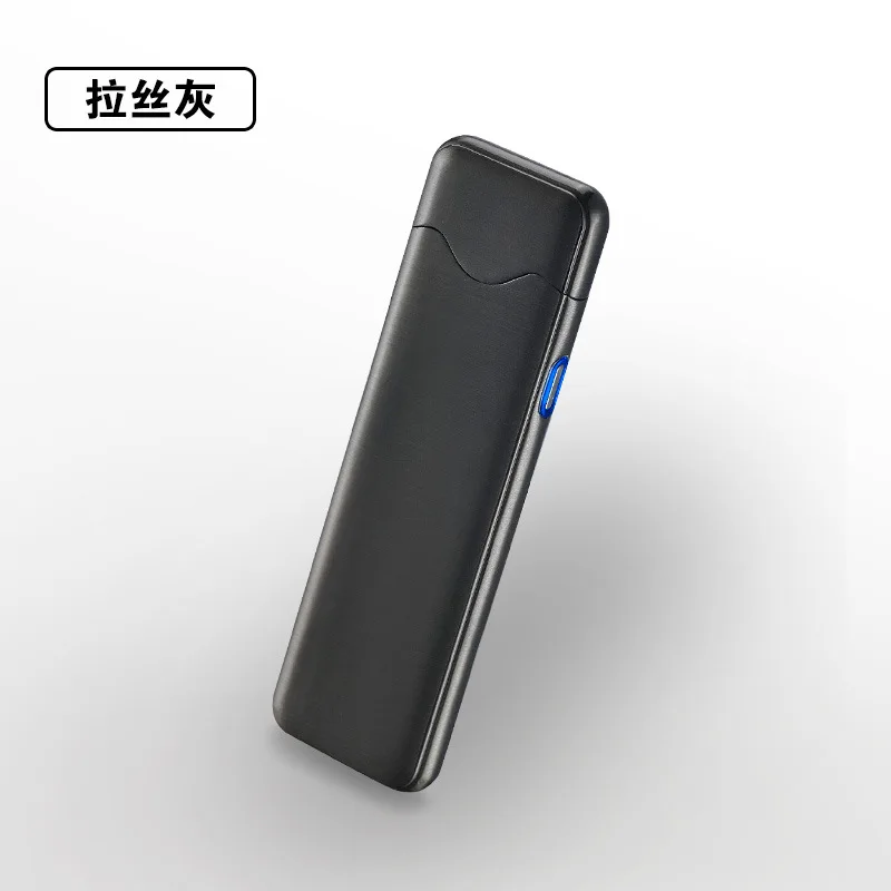 Тонкая USB плазменная дуговая зажигалка USB электрические зажигалки для сигарет Smart Touch двухсторонняя зажигалка аксессуары для курения гаджеты для мужчин - Цвет: Grey Black