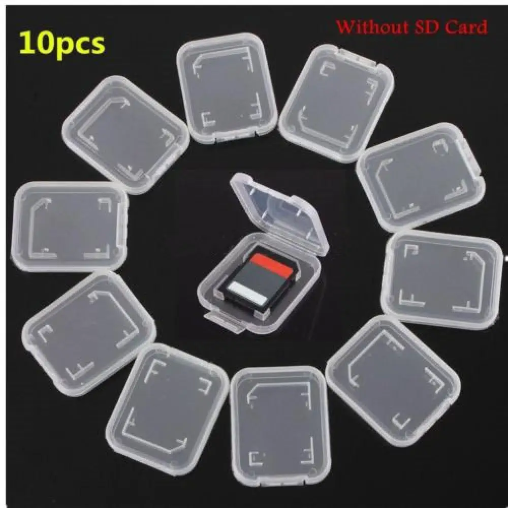 

10PCS Plastic Transparent Standard For SD SDHC Memory Card Case Holder Box Storage Boxes Organizer