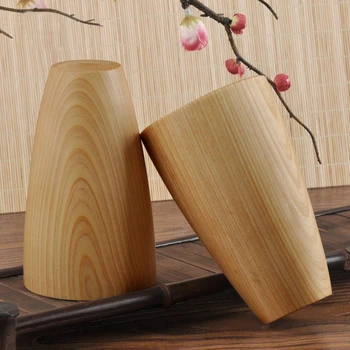 

175/200/275/300ml Coffee Cup Chinese Style Wooden Beer Juice Milk Tea Cups Breakfast Travel Tableware Wood Cup High Quality N18