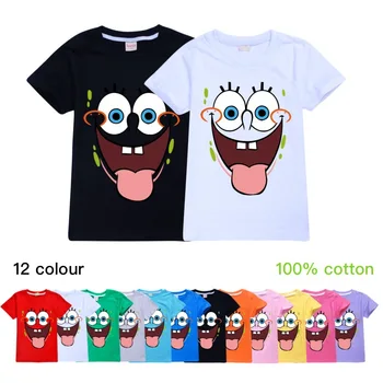 

Boys & Girls Sponge Bob Creative new Cartoon T-shirts Kids For Boys Children Summer Short Sleeve T-shirt Cotton Tops Clothing