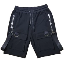 Однотонные повседневные Модные мужские шорты в стиле сафари на завязках повседневные свободные спортивные штаны мужские размера плюс шорты в уличном стиле