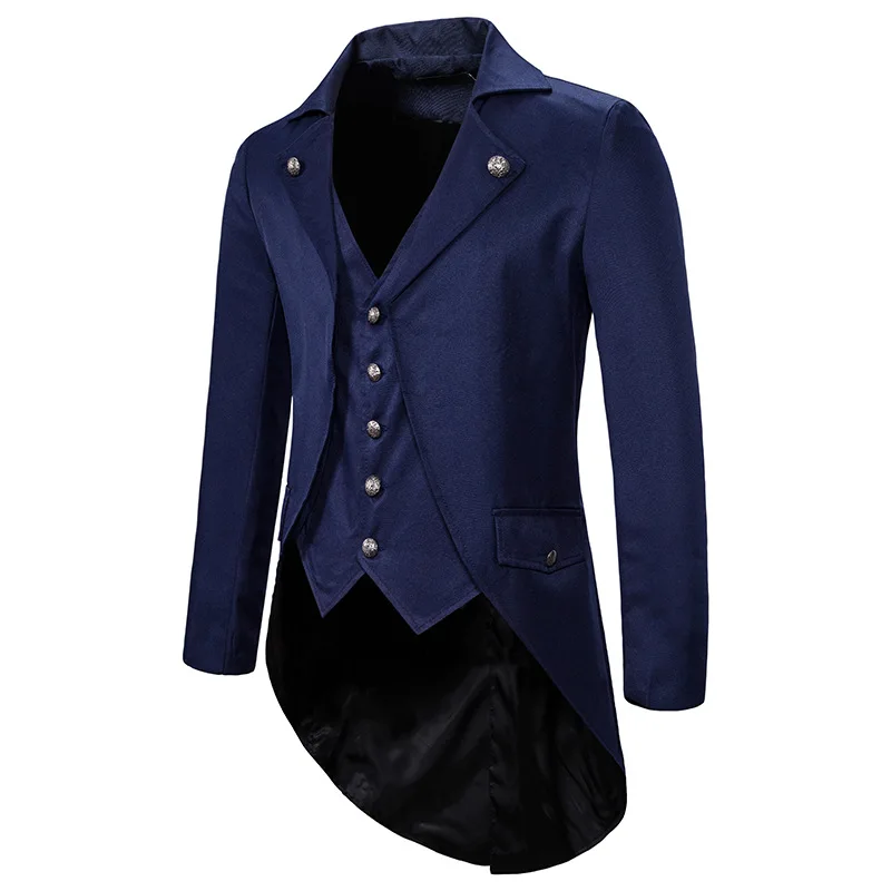 Готический викторианский пиджак-фрак для мужчин стимпанк средневековый Косплей Костюм мужской пират Викинг Ренессанс формальный смокинг пальто 2XL