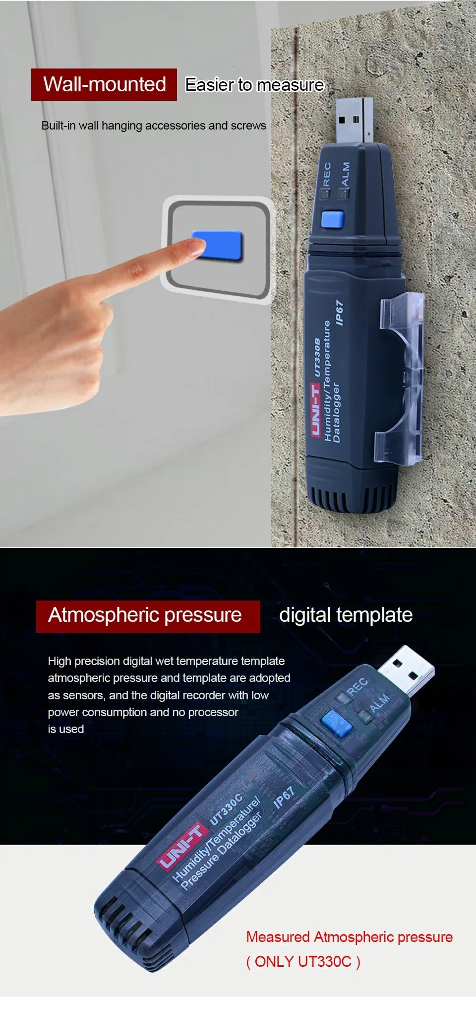 UNI-T UT330A/B/C цифровой USB Регистратор температуры и влажности 60000 Регистратор температуры регистратор температуры-40~ 80C(-40~ 176F