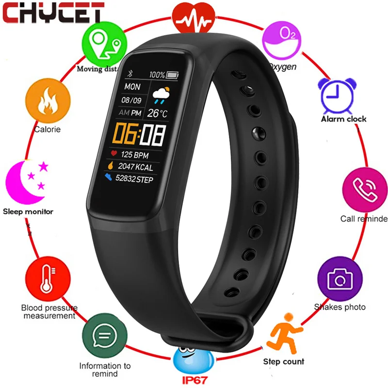 CHYCET Smart Armband Herz Rate Blutdruck Fitness Tracker Armband WhatsApp Erinnerung Smart Band Uhr Für Männer Frauen Kinder