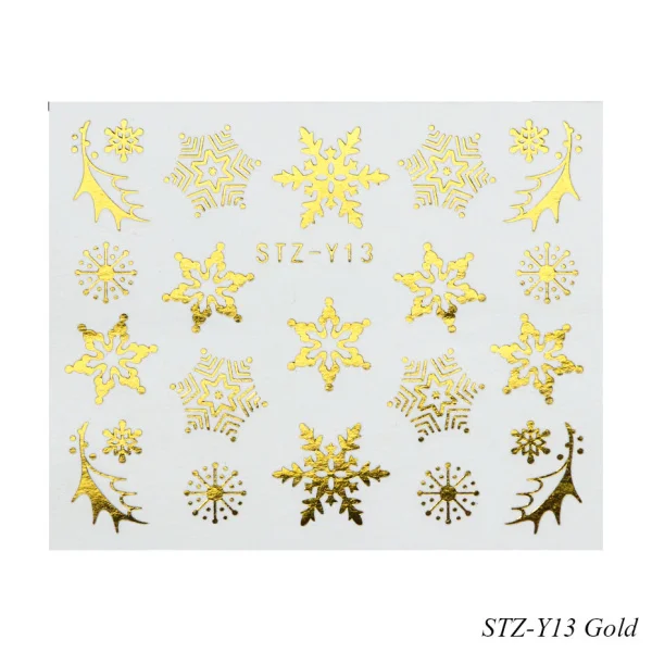 STZ-Y13 Gold 1 шт золотые серебряные рождественские наклейки для ногтей Снежная вода наклейки цветок Дизайн ногтей слайдер для водяной знак, маникюр Клей наконечник CHSTZ-YA-1 - Цвет: STZ-Y13 Gold