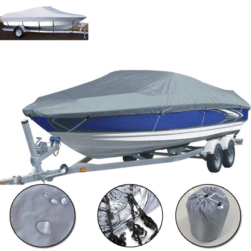 11-22FT Trailerable 210D покрытие для лодки водонепроницаемый серый рыбий лыжный v-корпус Солнцезащитный УФ-протектор для катера швартовки