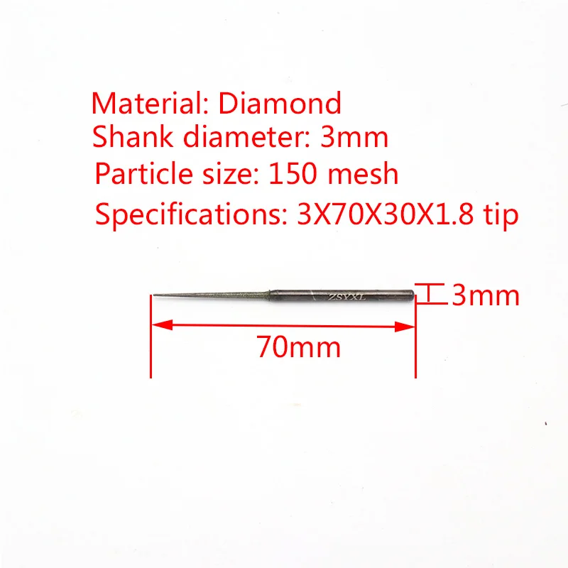 60pcs Shank 3mm Small Cone 1.8mm Diamond Grinding Head Burrs Punch Needle Drilling Bits For Glass Jade Carving Rotary Tools