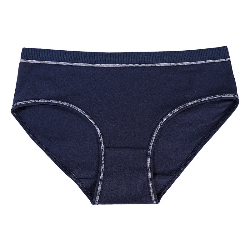 Navy Blue Хлопковые трусики для подростков; однотонное нижнее белье для девочек; детские дышащие трусы для девочек-подростков; нижнее белье кюлот для подростков - Цвет: Navy Blue