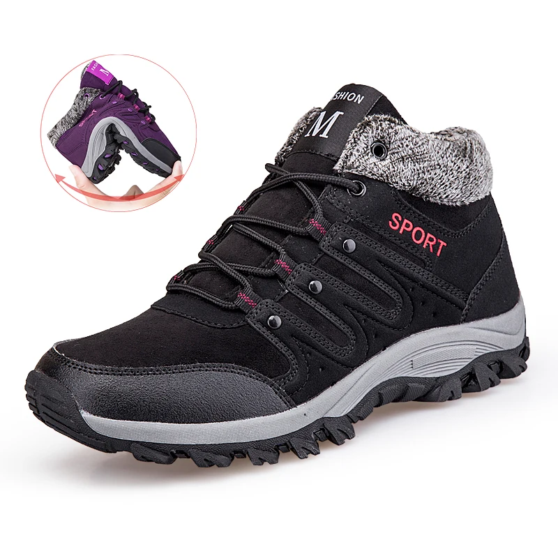 Уличные противоскользящие зимние ботинки для мужчин и женщин; Водонепроницаемая походная обувь; ботильоны; обувь унисекс для альпинизма, кемпинга, охоты