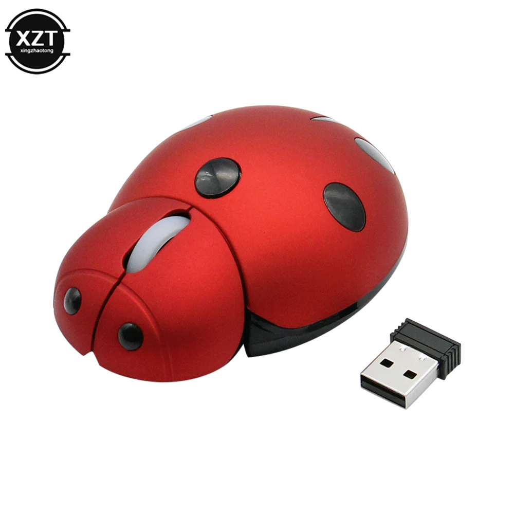 Wireless Ergonomic Mini Mouse - Ladybug-Shaped Portable USB Animal Gift