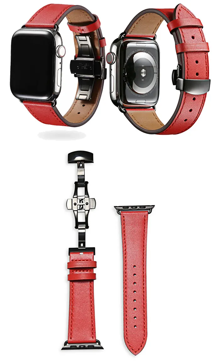 Бабочка Туфли с ремешком и пряжкой для наручных часов Iwatch, 4/3/2/1 ремешок для наручных часов Apple Watch, версии 3, 4 года группа 44 мм 40 мм, 42 мм, 38 мм, версия ремень из натуральной кожи браслет