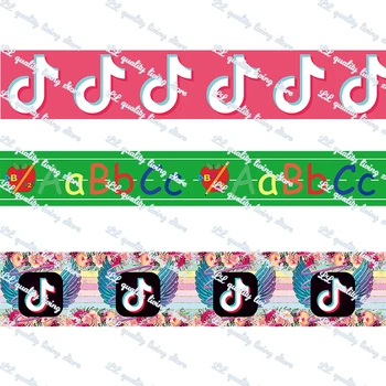 

Custom Letter and Note printed grosgrain ribbon/16mm printed elastic foe ribbons DIY hair bows Sewing webbing 50 yards
