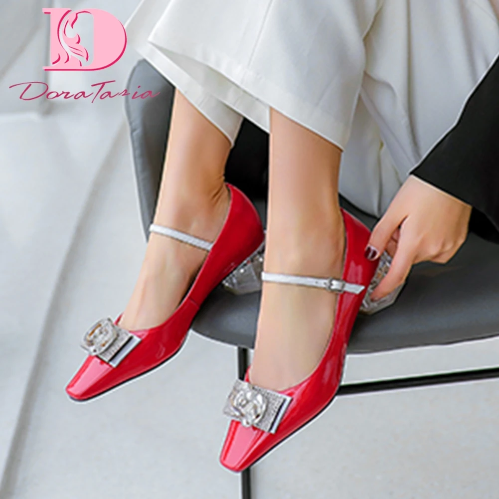 

Doratasia Hot Sale Large Size 42 Mary Janes Pumps Woman Shoes Genuine Leather Buckle Strap Spring/Autumn Shoes Women Pumps