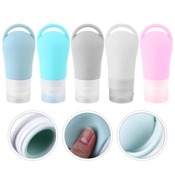 

5Pcs Bottle Empty Portable 60ml Silicone Reusable Cosmetic Bottles Container Toiletries Bottles Travel Bottles Dispenser for Out