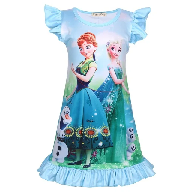 D1975-Blue Платье для девочек; платье Снежной Королевы для костюмированной вечеринки; платья принцессы Эльзы; костюм Анны с единорогом; Рождественская одежда для детей - Цвет: D1975-Blue