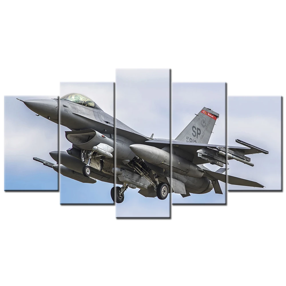 5 шт. холст картины HD F-16 боевой плакат с Соколом стены искусства для домашнего