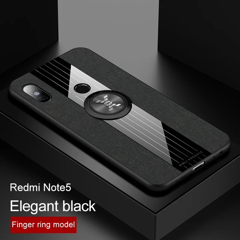 Тонкий мягкий чехол для Xiaomi Redmi Note 5 7 8 Pro 5PLUS k20 чехол с защитой от пота магнитный держатель кольцо подставка для Xiaomi 6X8 9 Lite max2 - Цвет: Black With Ring