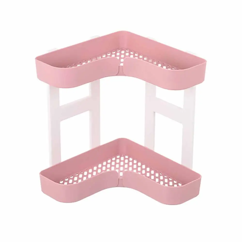 Pink Пластиковый угловой Стеллаж для специй, двухслойный кухонный органайзер, полка для приправ, 2 стойка из ярусов, аксессуары для кухни - Color: Pink