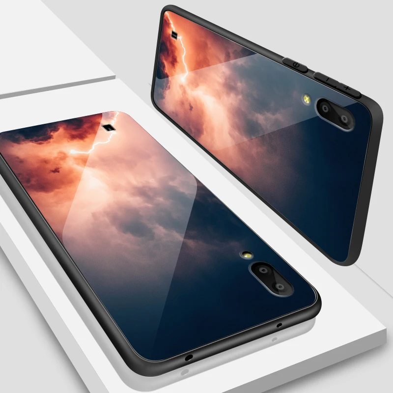 Модные Роскошные для samsung Galaxy A10 A20 A30 A40 A50 A6S A70 A8S A80 A90 закаленное Стекло чехол J4Plus M10 M20 M30 Note9 чехлы из ТПУ - Цвет: W391