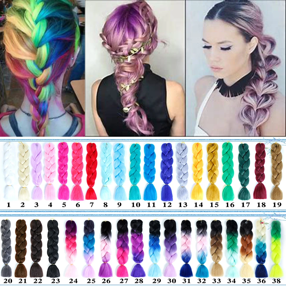 

AOOSOO Synthetic kaneHair Extensions Ombre Braiding Hair 100g/Pack 24Inch Afro Bulk Hair Jumbo Crotchet Braid