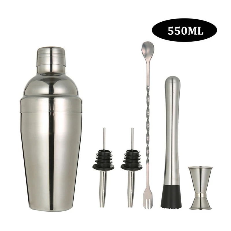 550ml6pcs D2-UPORS шейкер из нержавеющей стали для коктейлей мартини Бостонский шейкер 550 мл/750 мл виски камень бармен инструмент - Цвет: 550ml6pcs