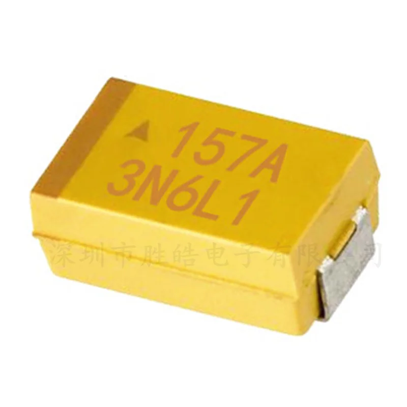 10PCS Chip Tantalum Capacitors 157A 150UF 10V C Type 6032 Bile Capacitance Yellow Polar Capacitance