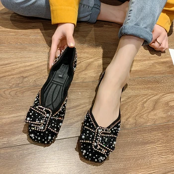 

Bailehou 2020 Women Flat Shoes Fashion Bling Rhinestone Flat Ballet Bow-knot Slip On Ladies Lazy Loafers Casual Flat Shoes