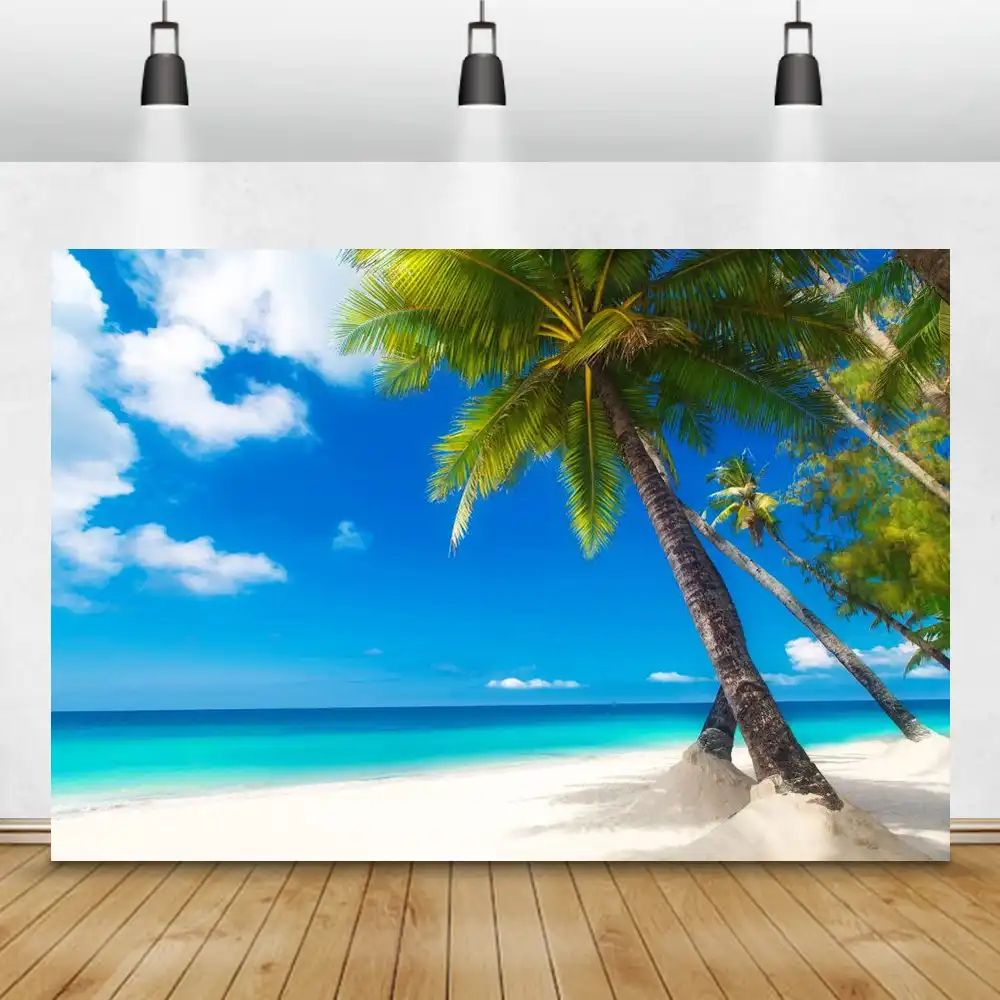 青空白雲手のひら木海辺日没写真撮影背景熱帯背景夏パーティーphotophone photocall