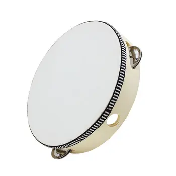 

8" Hand Held Tambourine Drum Bell Birch Metal Jingles Percussion Musical