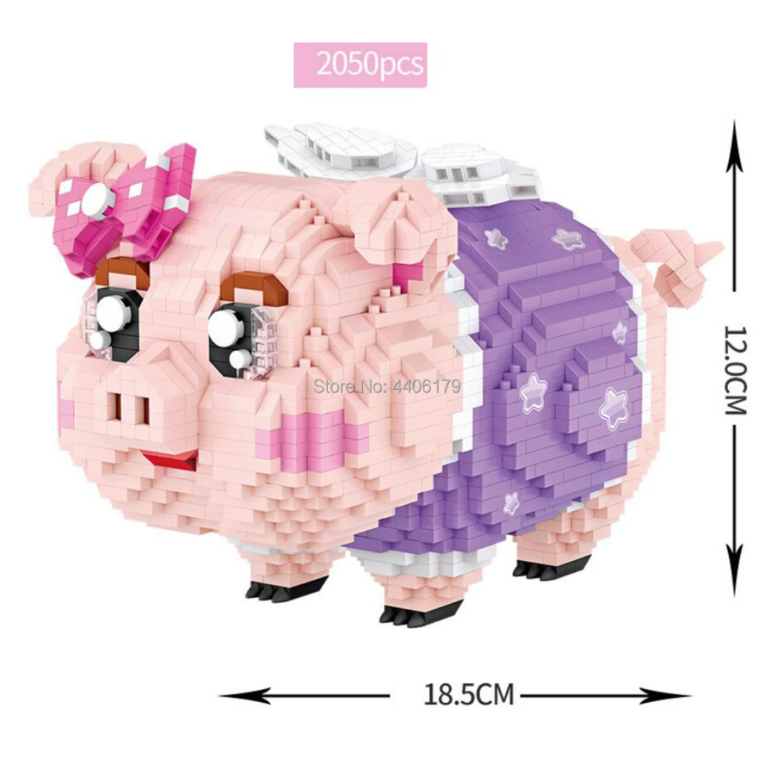 

hot LegoINGlys creators Lovely animals cartoon piggy bank angel pig Pink mini micro diamond building block model brick toys gift