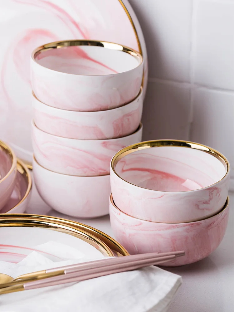 Мёд розовый Phnom Penh мраморная Керамика Посуда хозяйственная тарелка посуда рисовая Чаша Блюдо