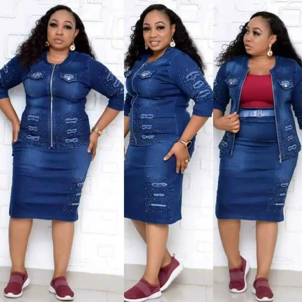 

2 Two Piece Set African Dresses For Women Party Dress African Clothes Office Lady Suit Long Sleeve Print Top Pencil Skirt Set