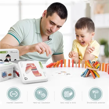 

16 Kinds Educational Wooden Toys Baby Domino Blocks Travel Portable Puzzles Funny Early Learning Toys for Kids with Storage Box