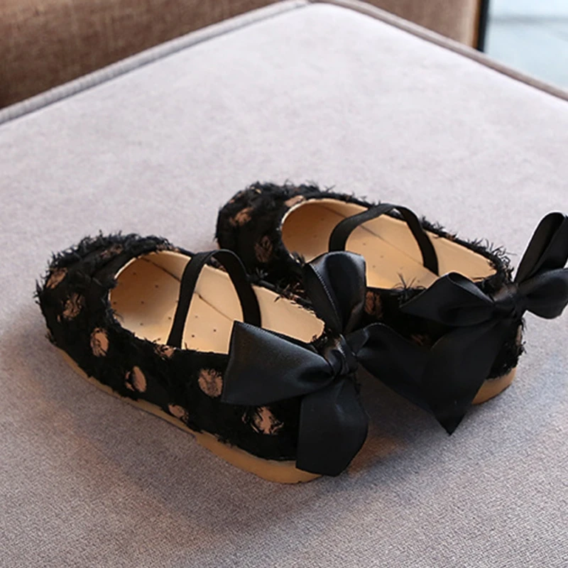 IKids nfant/элегантные тонкие свадебные туфли принцессы в горошек с бантом для маленьких девочек; обувь для маленьких девочек; кружевные туфли для От 0 до 6 лет малышей