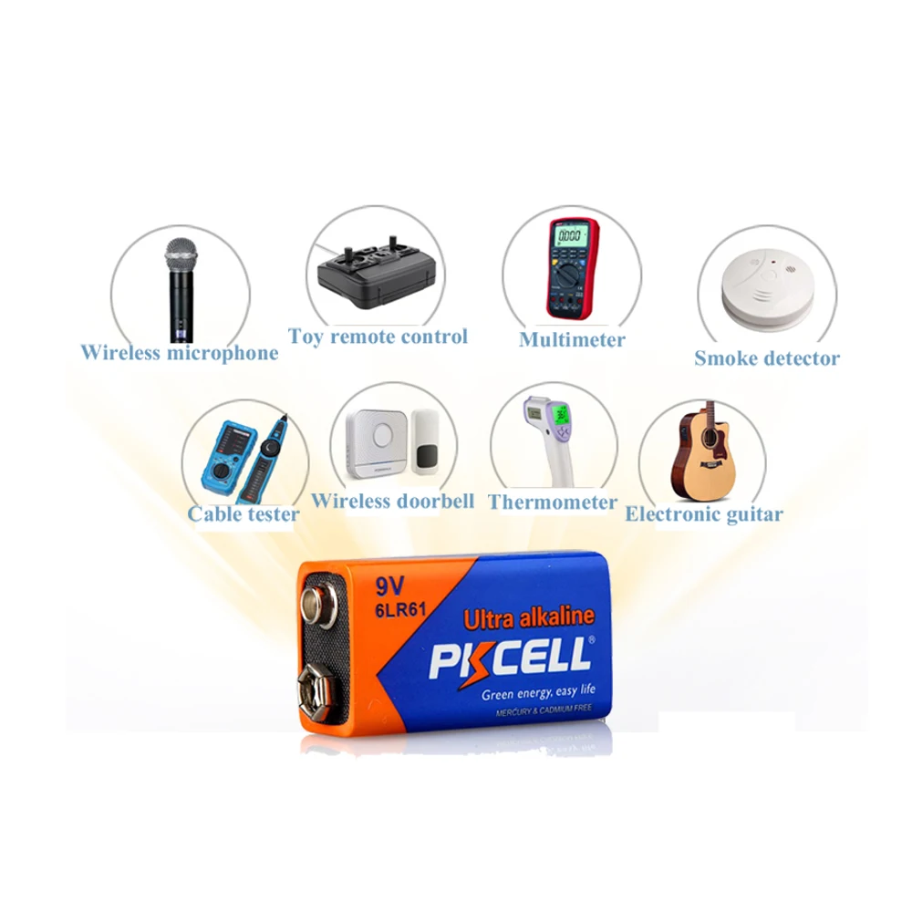 5 шт. * батарейки PKCELL 9 V 6LF22 6LR61 PPP3 1604A щелочной Батарея не перезаряжаемые