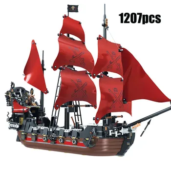 

1270PCS Caribbean Pirate Sailing Ship Building Blocks For lepining Queen Anne Revenge Boat 3D Model DIY Bricks Toys For Kids
