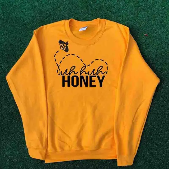 honey crew neck pullover sweatshirt