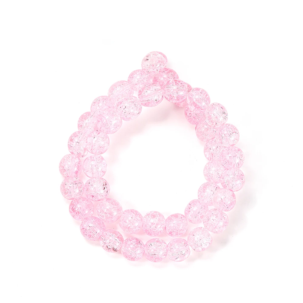Pink Многоцветный треснутый кристалл каменный шарик Красочный белый снег натуральный кристалл круглые бусины для браслета кулон ювелирных изделий - Цвет: Pink