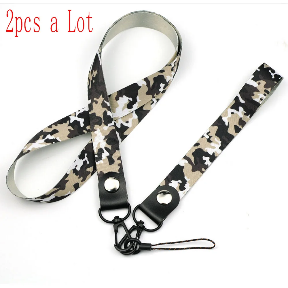 2pcs a Lot White Ремешок для ключей, камуфляжный армейский зеленый значок, ремешок для ключей, умный телефон, шейный ремень, прекрасный подарок, Ручная Веревка для ID карты, брелок - Цвет: 2pcs a Lot White