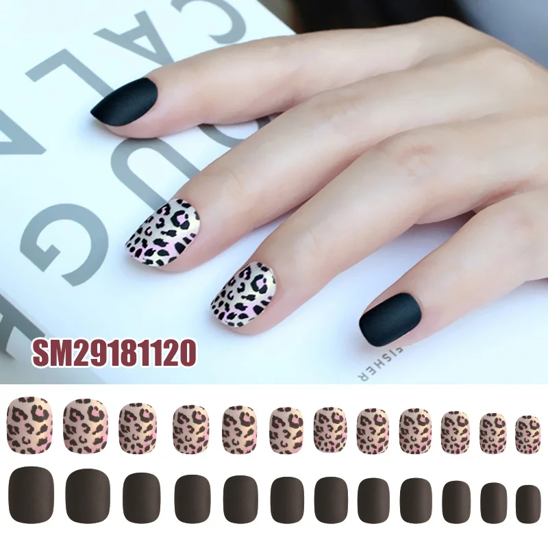SM29181120 24 шт, для девушек, сделай сам, поддельные ногти, леопард, Pttern, матовые, сделай сам, маникюр, накладные ногти, наклейки CJ666 - Цвет: SM29181120
