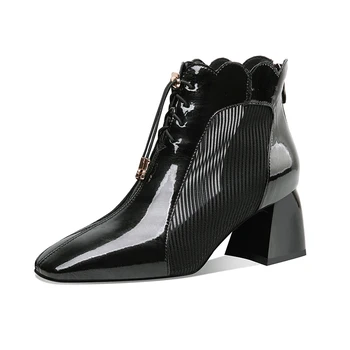 

Summer 2020 New square Toe Ladies Ankle Boots Breathable Mesh Women's Shoes Camellia Hollow High Heel Black Short Sandals Boots