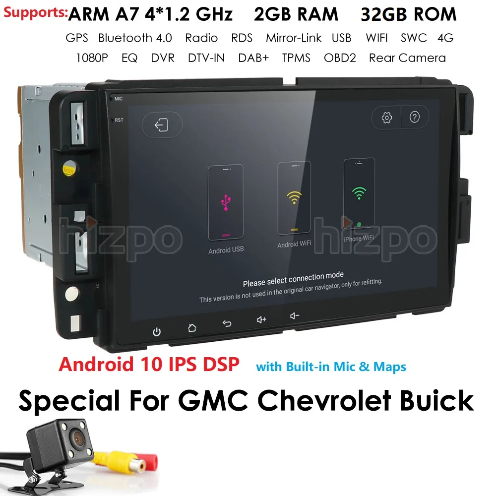 2din Android 10,0 4G 64G DSP ips автомобильный мультимедийный плеер для Chevrolet Silverado GMC Sierra " Автомобильная стерео радио gps система Rds Obd2