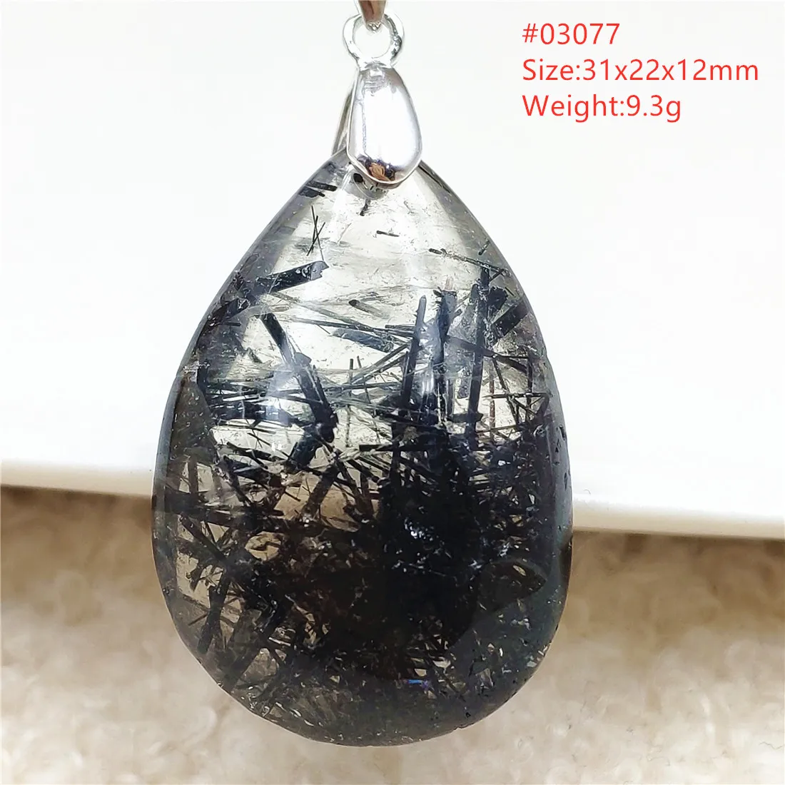Натуральный черный рутилированный кварцевый кулон в форме капли воды