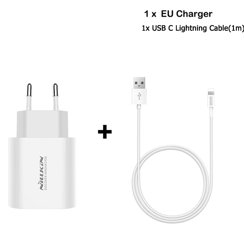 EU with cable NILLKIN Quick Charge18W PD Зарядное устройство usb type C быстрое зарядное устройство портативное зарядное устройство для мобильного телефона для iPhone 11/11 Pro для Mi 9 - Тип штекера: EU with cable