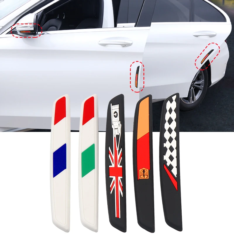 

6pcs/Set Car Door Rearview Anti-Collision Strip Car styling Protection Sticker Italy Germany UK France National flag decoration