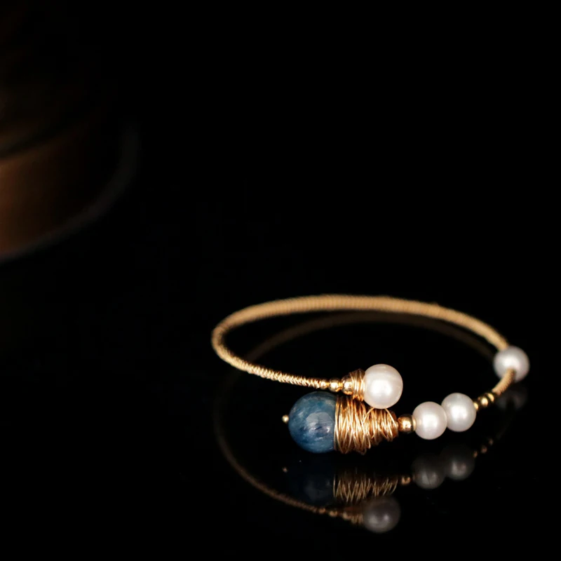 GLSEEVO Natural Fresh Water Pearl Bangles For Women Wedding Engagement Natural Stone Bracelet Jewelry Pulseras GB0176 - Цвет камня: Style 1