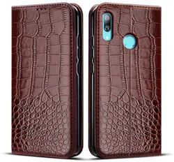 Luxurious Magnetic Flip Leather Case with Silicone Protection for Huawei Y7 Prime 2019 (Style 1 Brown)