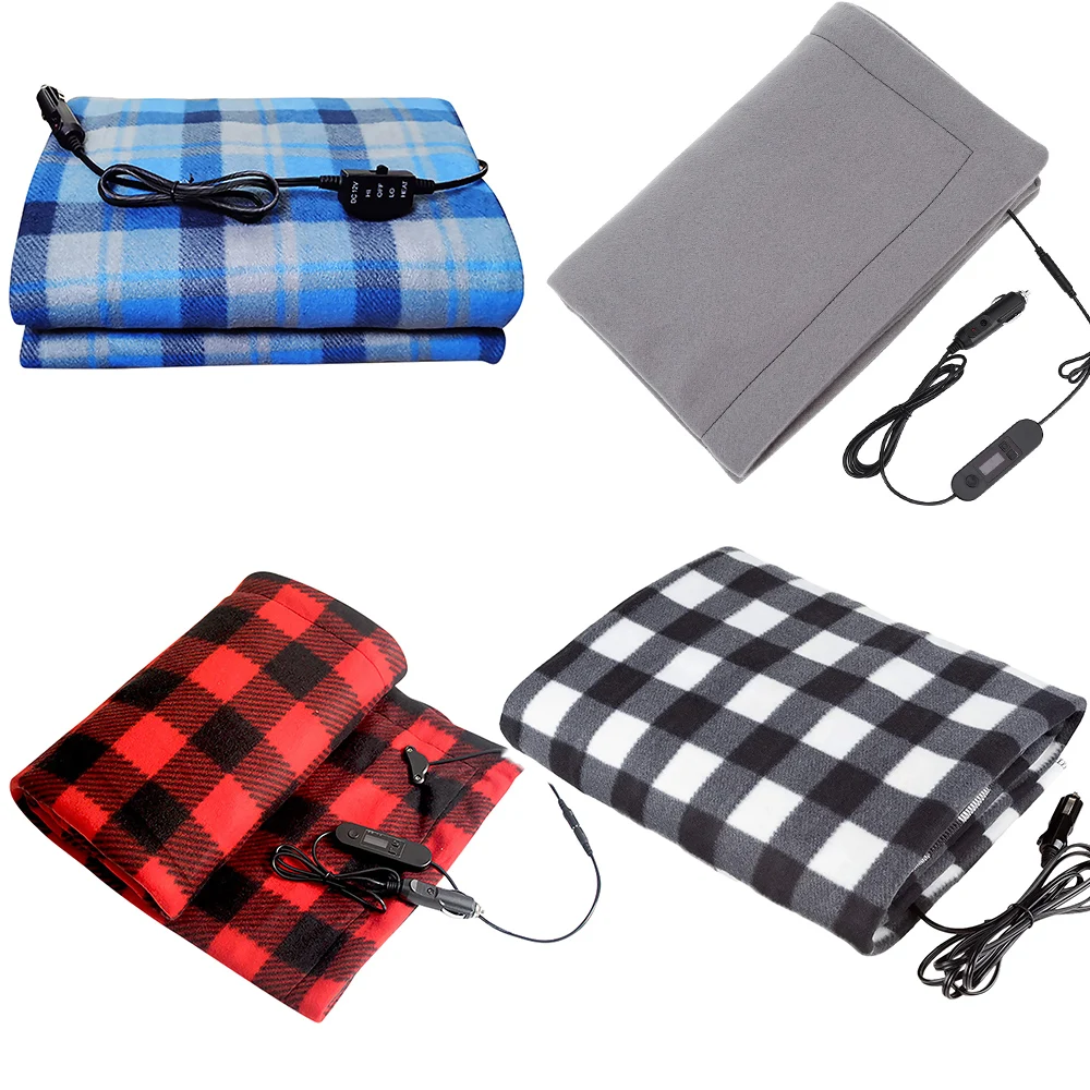 12V Electric Car Blanket Cushion Fleece Heated Travel Blanket for kids